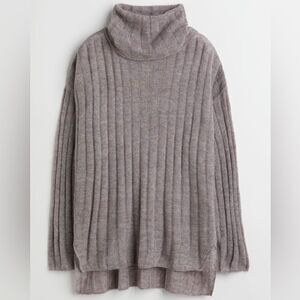 H&M Rib-knit Wool-blend Oversized Turtleneck Sweater, Size XS